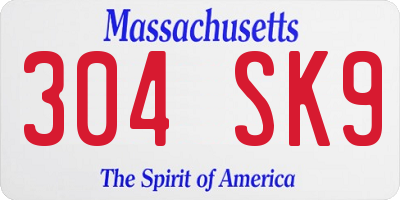 MA license plate 304SK9