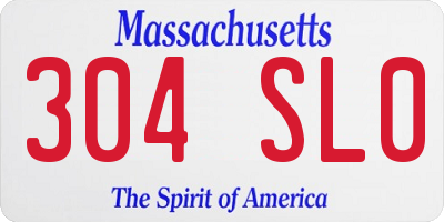 MA license plate 304SL0