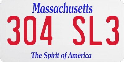 MA license plate 304SL3