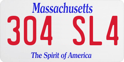 MA license plate 304SL4