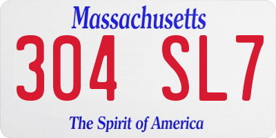 MA license plate 304SL7