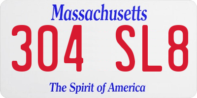 MA license plate 304SL8