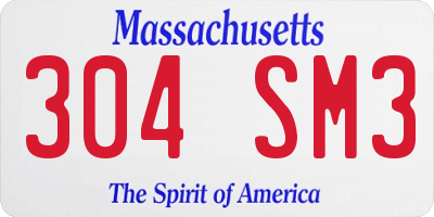 MA license plate 304SM3