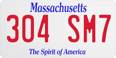 MA license plate 304SM7