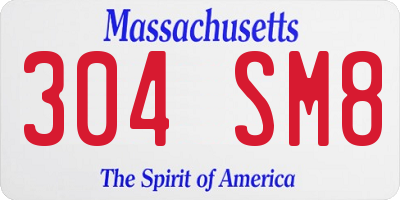 MA license plate 304SM8