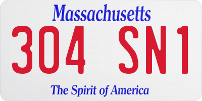 MA license plate 304SN1