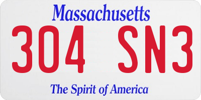 MA license plate 304SN3