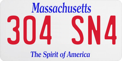 MA license plate 304SN4