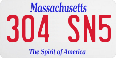 MA license plate 304SN5