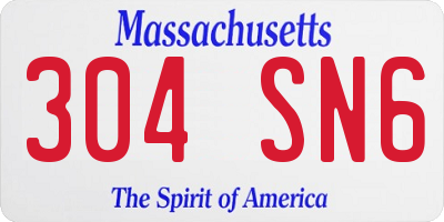 MA license plate 304SN6