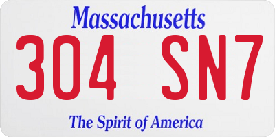 MA license plate 304SN7