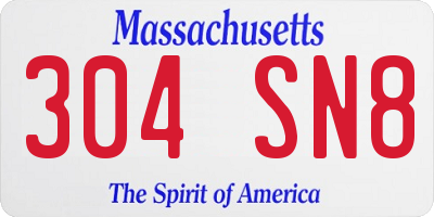 MA license plate 304SN8