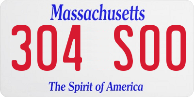 MA license plate 304SO0