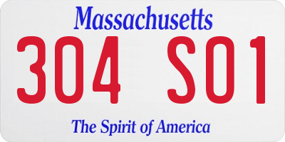 MA license plate 304SO1