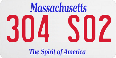 MA license plate 304SO2