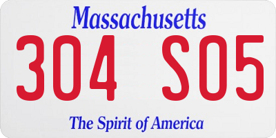 MA license plate 304SO5