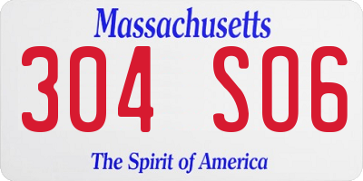 MA license plate 304SO6