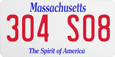 MA license plate 304SO8