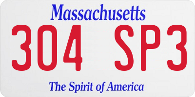 MA license plate 304SP3