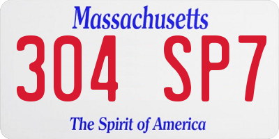 MA license plate 304SP7