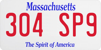 MA license plate 304SP9