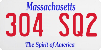 MA license plate 304SQ2