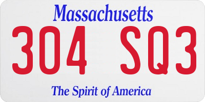 MA license plate 304SQ3