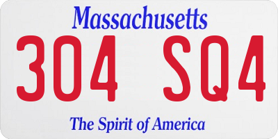 MA license plate 304SQ4