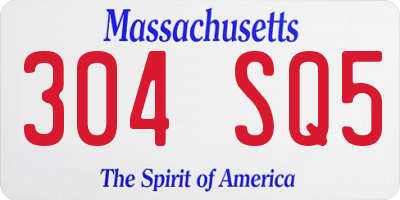 MA license plate 304SQ5