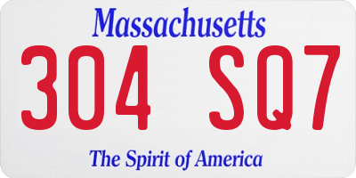 MA license plate 304SQ7