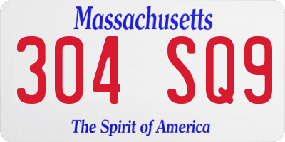 MA license plate 304SQ9
