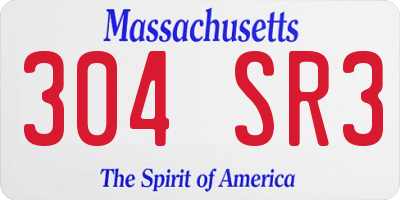MA license plate 304SR3