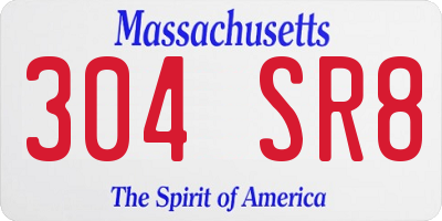 MA license plate 304SR8