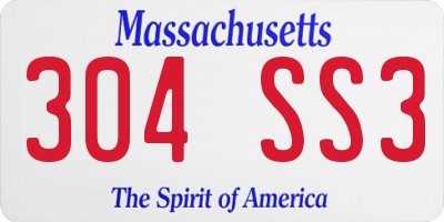 MA license plate 304SS3