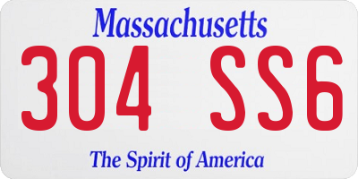 MA license plate 304SS6