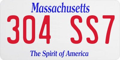 MA license plate 304SS7