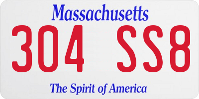 MA license plate 304SS8