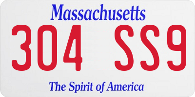 MA license plate 304SS9