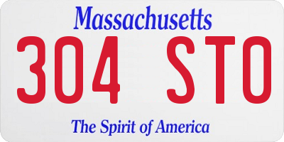 MA license plate 304ST0