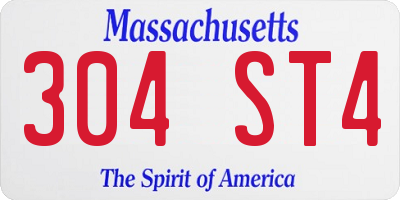 MA license plate 304ST4