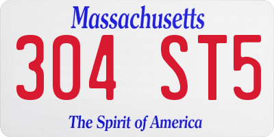 MA license plate 304ST5