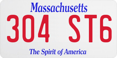 MA license plate 304ST6