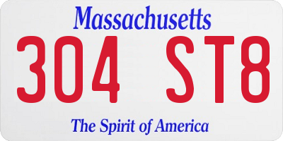 MA license plate 304ST8