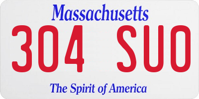 MA license plate 304SU0