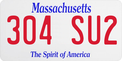 MA license plate 304SU2