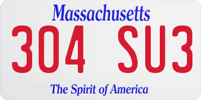 MA license plate 304SU3