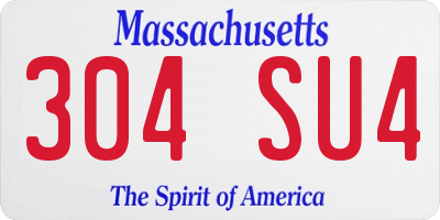MA license plate 304SU4