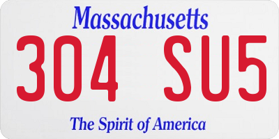 MA license plate 304SU5