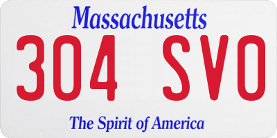 MA license plate 304SV0