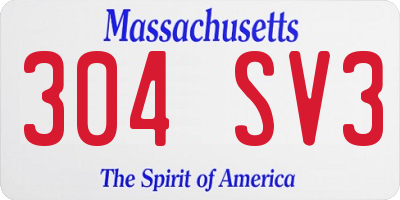 MA license plate 304SV3